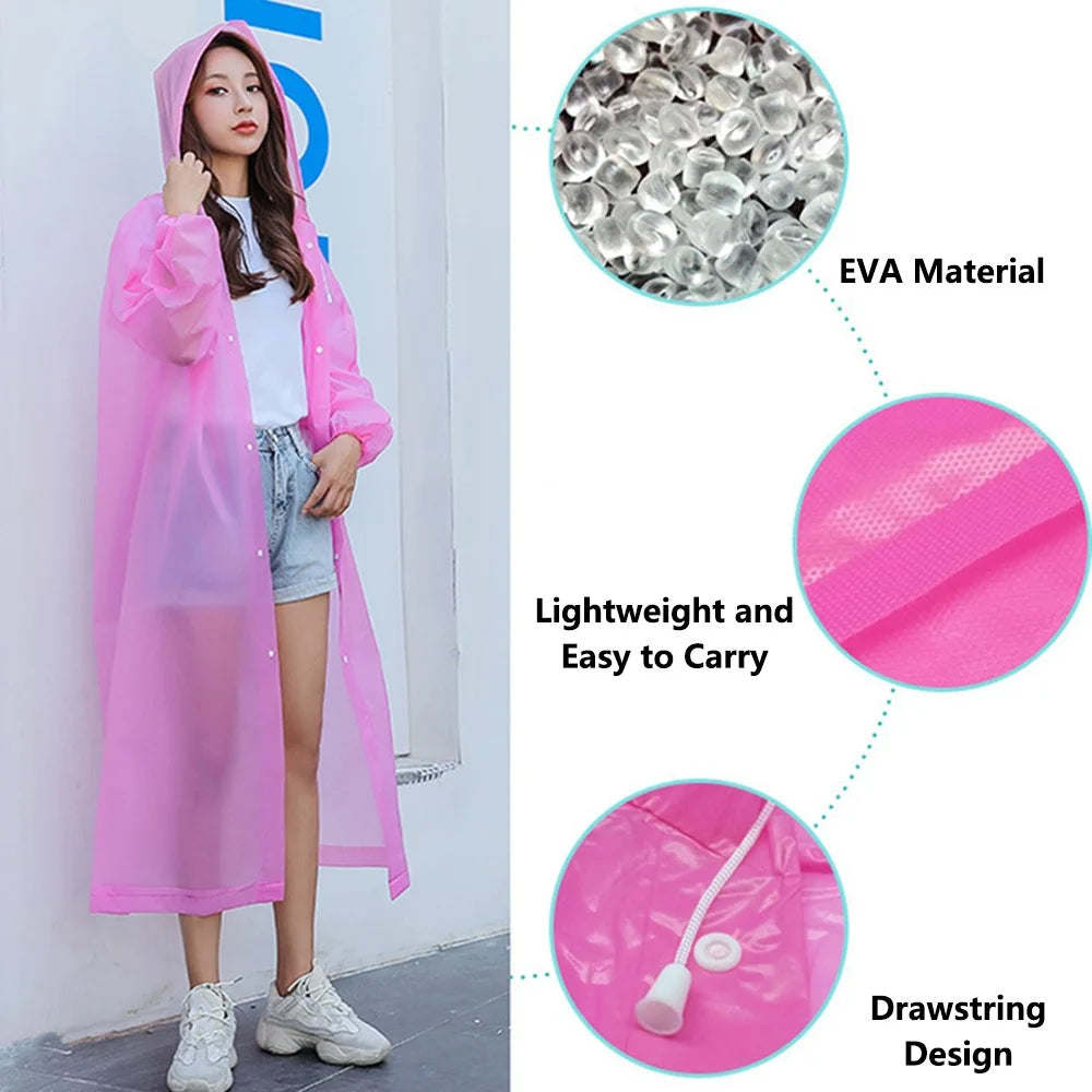Portable Travel Adult Raincoat Thicken Outdoor Waterproof EVA Poncho, 18mm Thickness / Elastic Cuff - Pink - 3