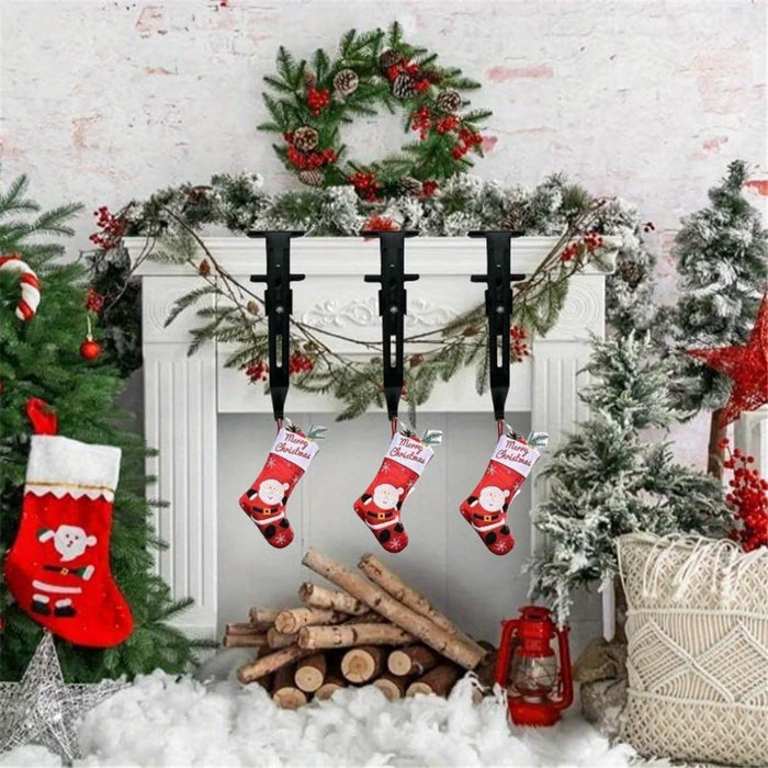 4Pcs Adjustable Christmas Stocking Hangers Non-Slip Iron Hooks for Fireplace / Table - 3