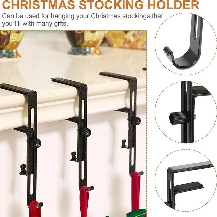 4Pcs Adjustable Christmas Stocking Hangers Non-Slip Iron Hooks for Fireplace / Table - 5