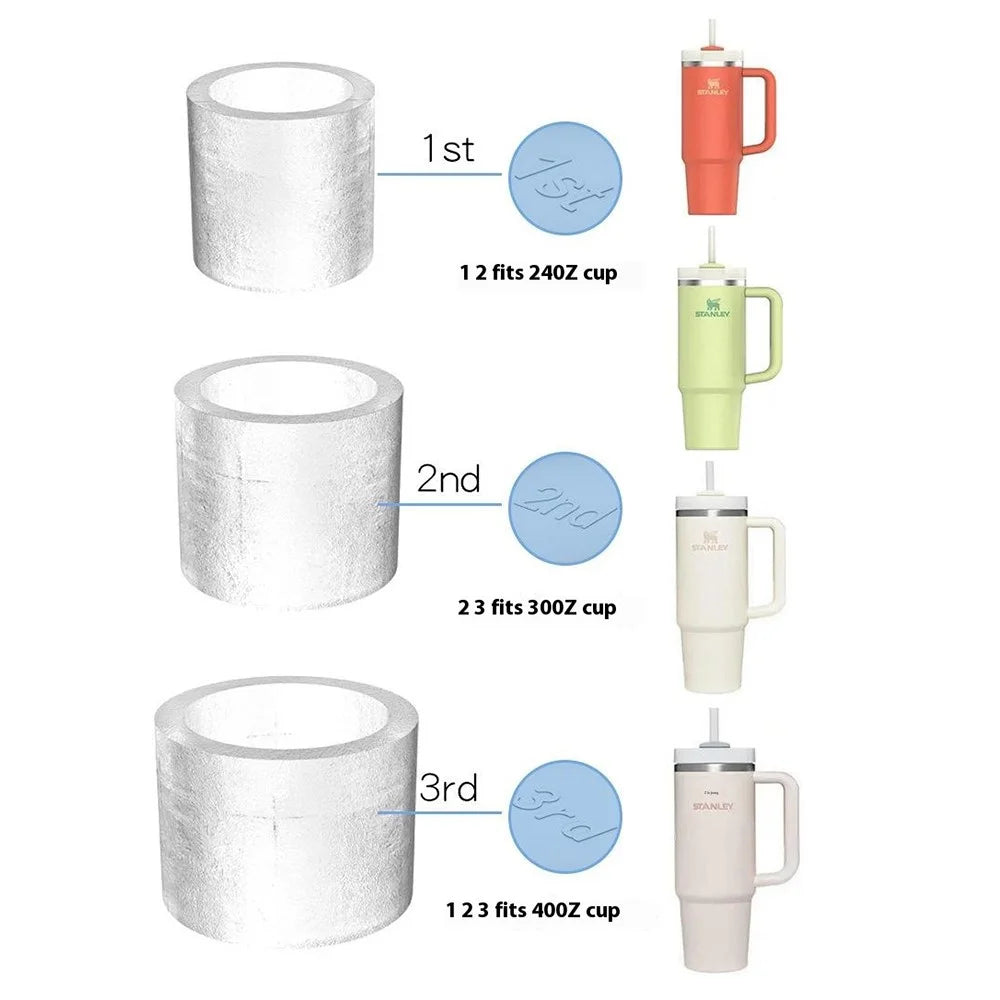 3Pcs / Set Food Grade Silicone Cylinder Ice Cube Mold with Lid for 24 / 30 / 40oz Stanley Cups (BPA Free, No FDA) - Blue - 4