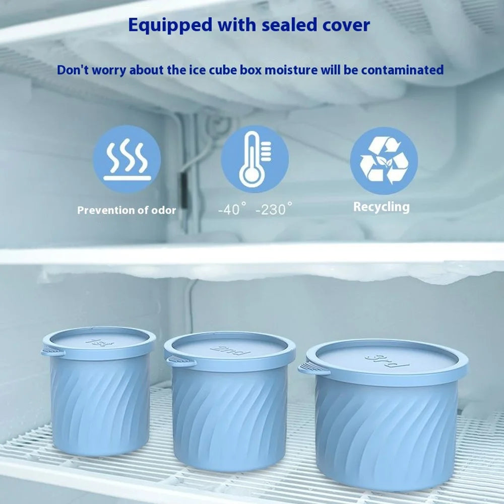 3Pcs / Set Food Grade Silicone Cylinder Ice Cube Mold with Lid for 24 / 30 / 40oz Stanley Cups (BPA Free, No FDA) - Blue - 5