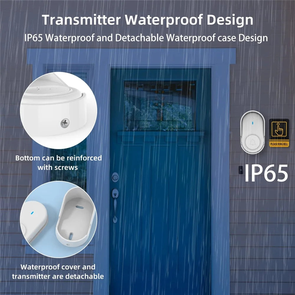 D11 320m Remote Door Chime Intelligent 433MHz Wireless Doorbell Home Welcome Doorbell, EU Plug - White - 5