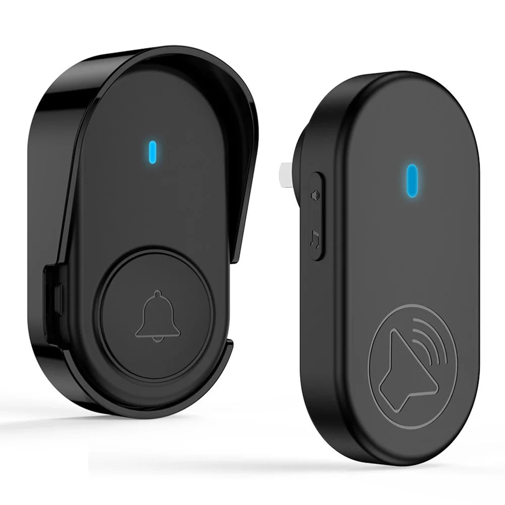 D10 Intelligent 433MHz Wireless Doorbell Home Welcome Doorbell 250m Remote Door Chime, EU Plug - Black - 1