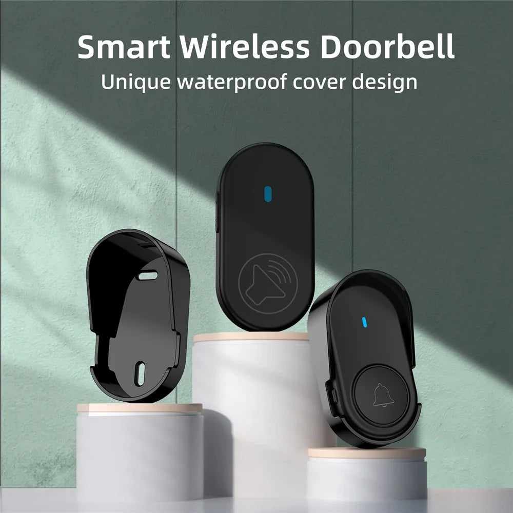 D10 Intelligent 433MHz Wireless Doorbell Home Welcome Doorbell 250m Remote Door Chime, EU Plug - Black - 2