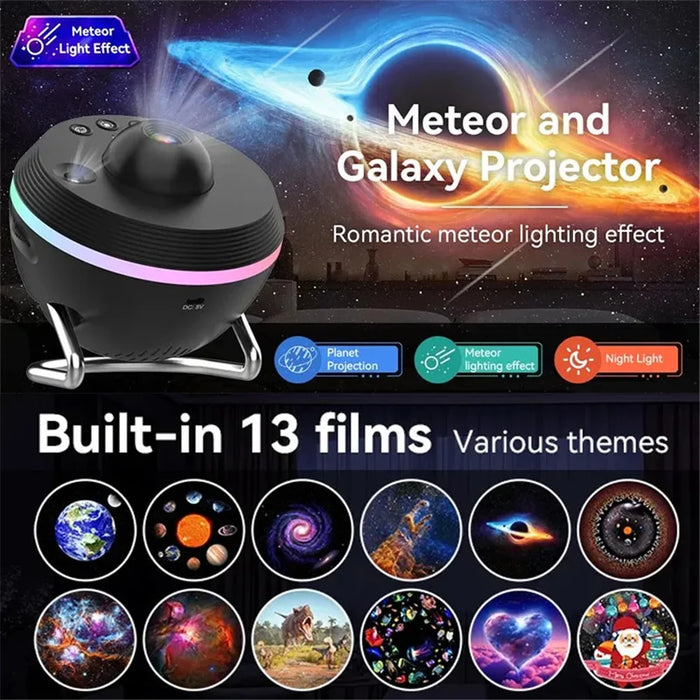 TKQ01 LED Projection Lamp 1 / 2H Timing Rotatable Space Ball Projector Meteor Galaxy Ceiling Night Light - Black - 2