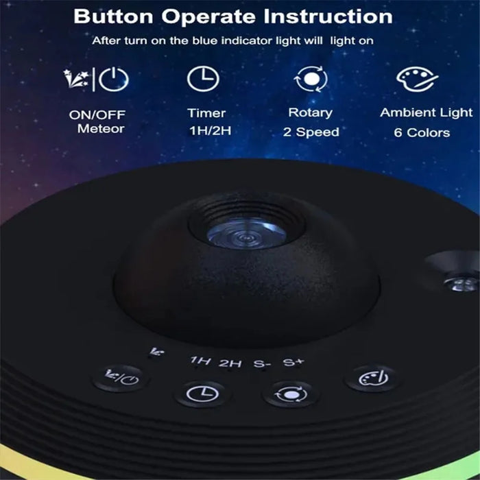 TKQ01 LED Projection Lamp 1 / 2H Timing Rotatable Space Ball Projector Meteor Galaxy Ceiling Night Light - Black - 5