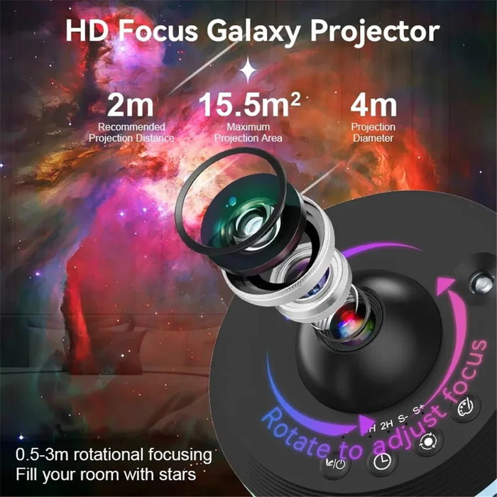 TKQ01 LED Projection Lamp 1 / 2H Timing Rotatable Space Ball Projector Meteor Galaxy Ceiling Night Light - Black - 7