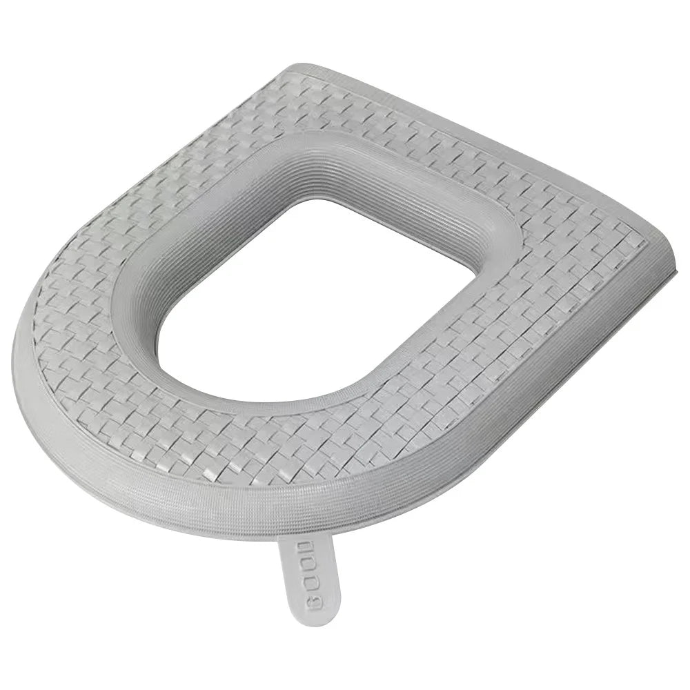 Household Thickened Toilet Mat Waterproof EVA Washable Toilet Seat Cover with Handle - Light Grey - 1