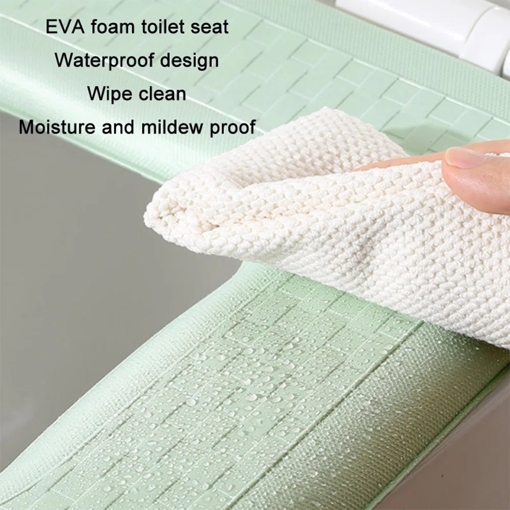 Household Thickened Toilet Mat Waterproof EVA Washable Toilet Seat Cover with Handle - Light Grey - 2