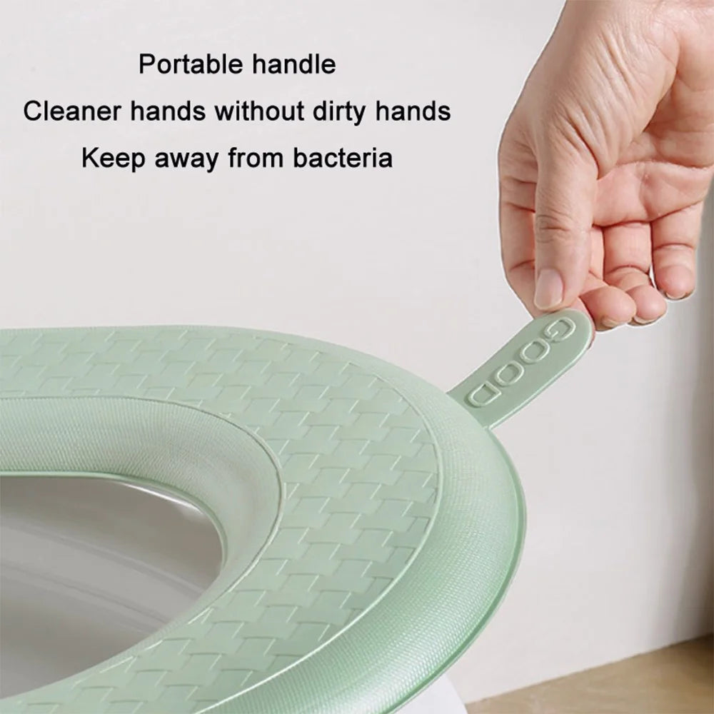Household Thickened Toilet Mat Waterproof EVA Washable Toilet Seat Cover with Handle - Light Grey - 3