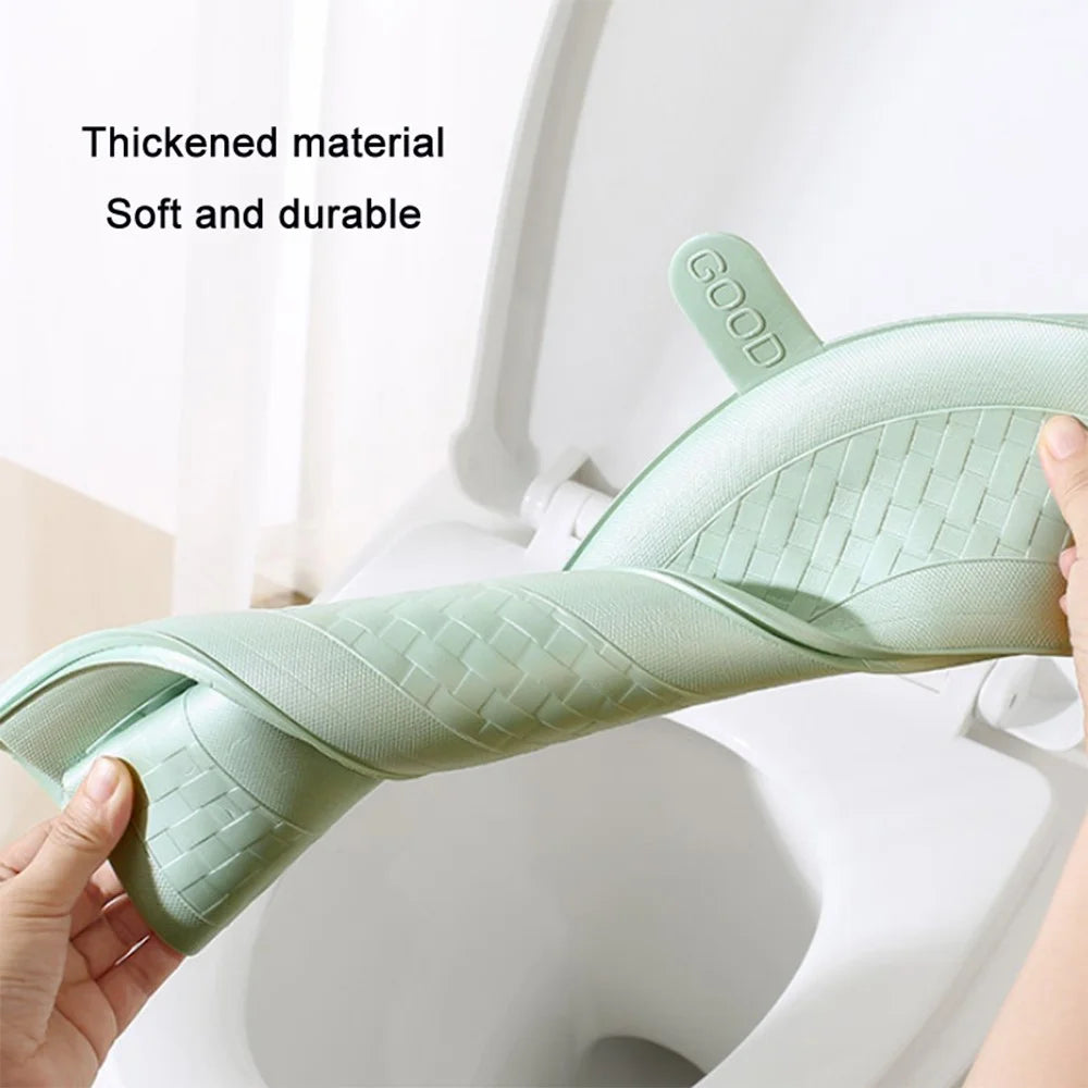 Household Thickened Toilet Mat Waterproof EVA Washable Toilet Seat Cover with Handle - Light Grey - 4