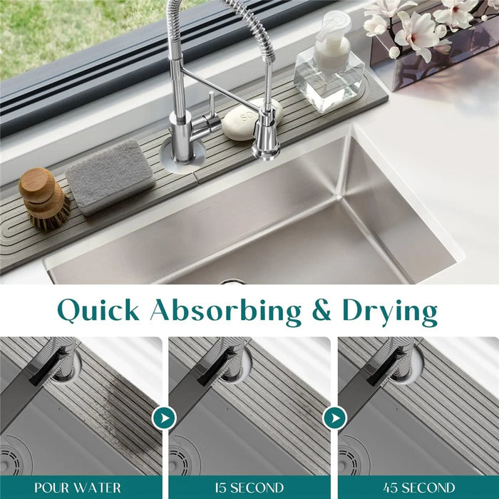 2Pcs / Set 40x10cm Super Absorbent Faucet Splash Guard Mat for Kitchen Sink Long Diatomud Fast Drying Sink Tray - Dark Grey - 3