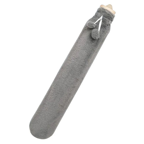 Long Strip 2L Hot Water Bottle Water Bag Fluffy Cover Warmer for Hand, Neck, Leg - Grey - 1