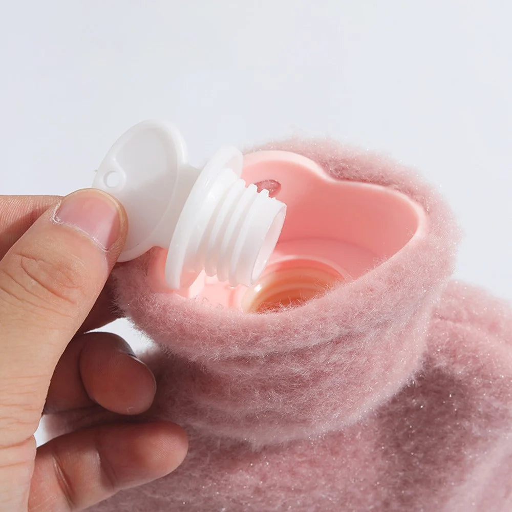 500ML Refillable Hot Water Bag Winter Hand Feet Warmer with Flower Pattern Fleece Cover - Purple - 4
