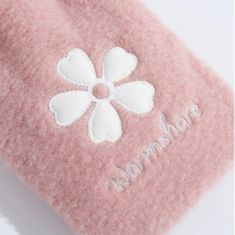 500ML Refillable Hot Water Bag Winter Hand Feet Warmer with Flower Pattern Fleece Cover - Purple - 5