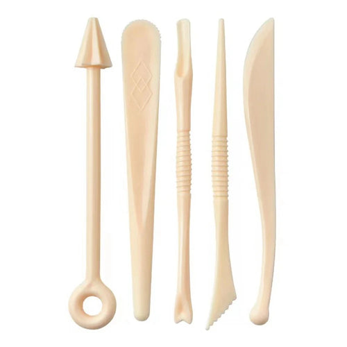 22061305 5PCS Plastic+Metal Pottery Tools Set Stone Plastic Clay Carving Knives Toys DIY Tools - 1