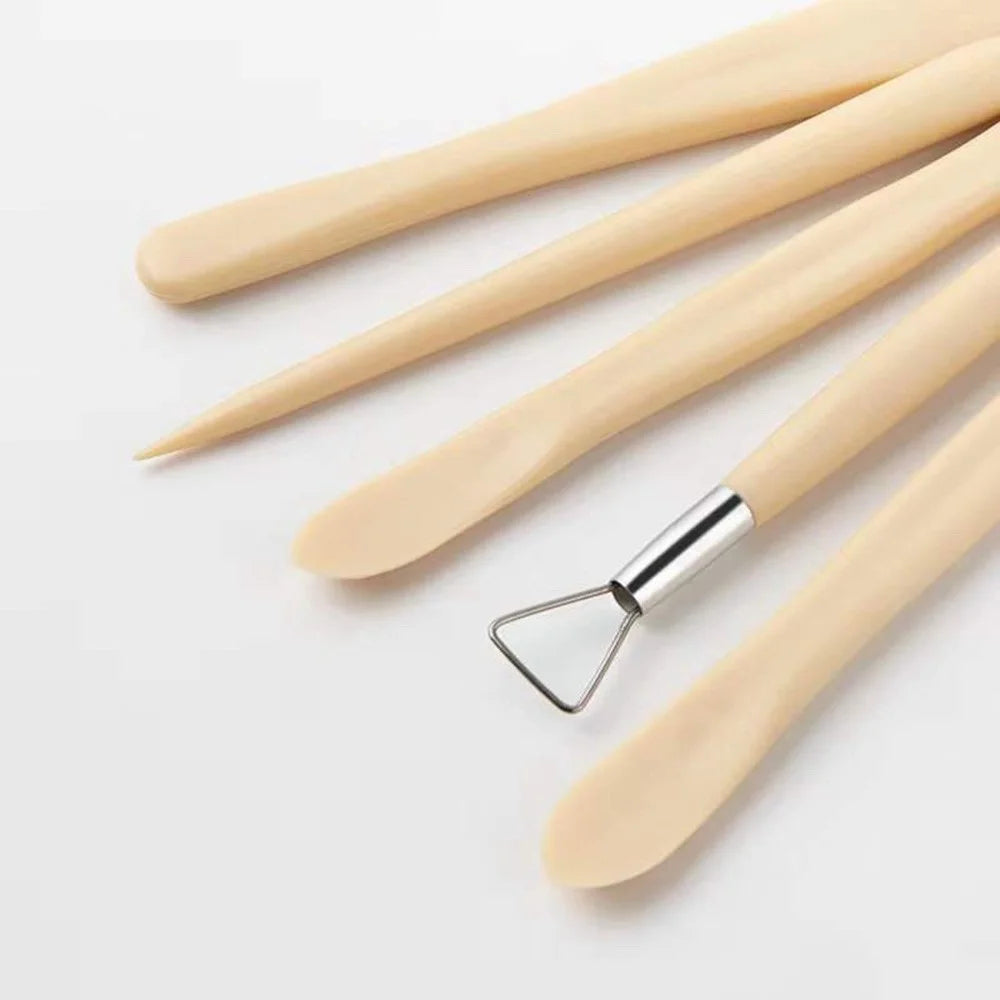 22061305 5PCS Plastic+Metal Pottery Tools Set Stone Plastic Clay Carving Knives Toys DIY Tools - 3