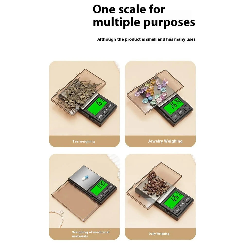 200g  /  0.01g 5 Units Portable Jewelry Scale Stainless Steel Small Electronic Digital Scale with 1g Calibration Weight - 5