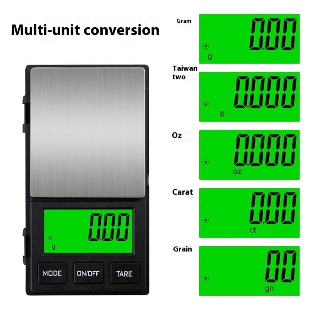 200g  /  0.01g 5 Units Portable Jewelry Scale Stainless Steel Small Electronic Digital Scale with 1g Calibration Weight - 7