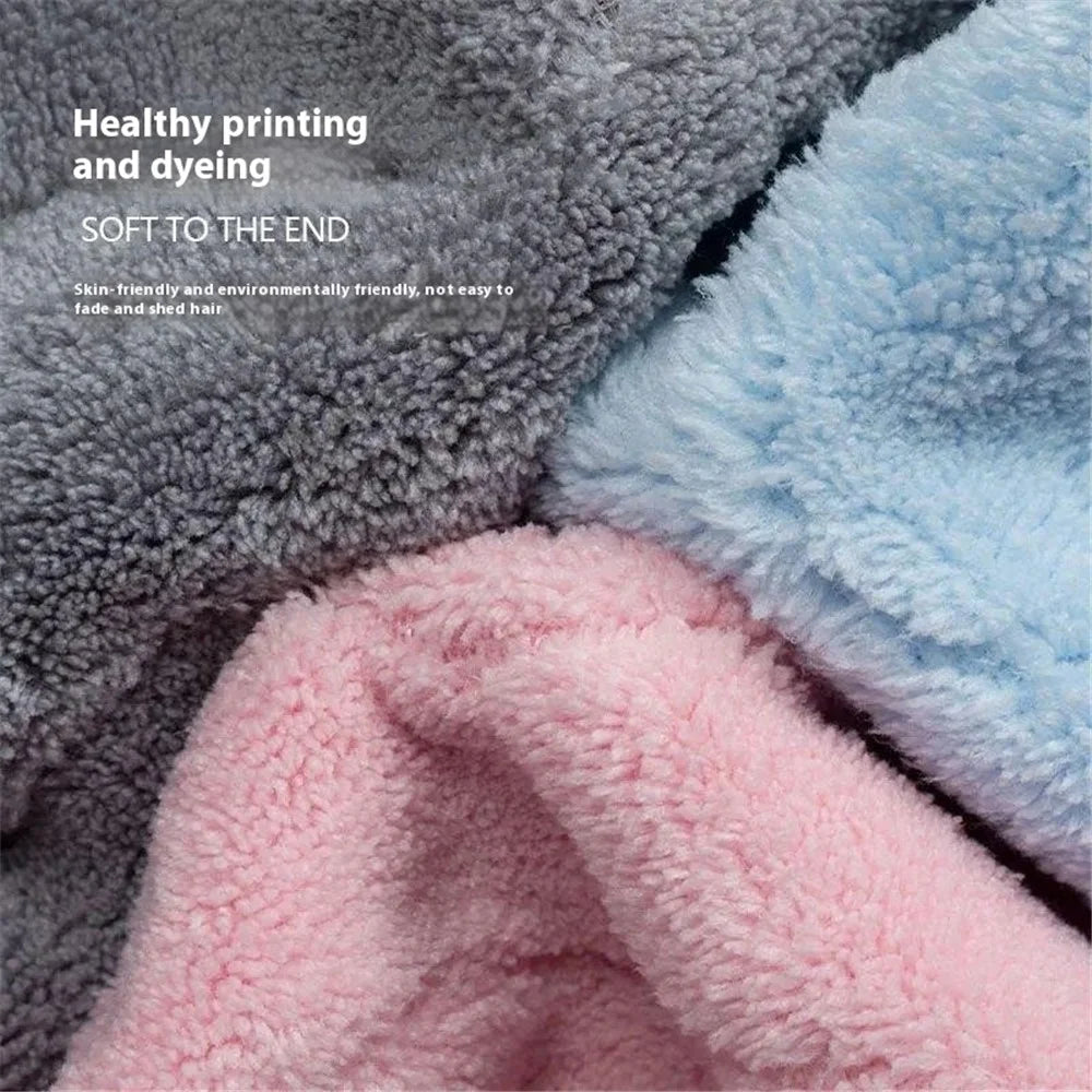 35x75cm Coral Fleece Towel Super Highly Absorbent Bath Towel Quick Dry Lint-Free Hand Towel - Pink - 2