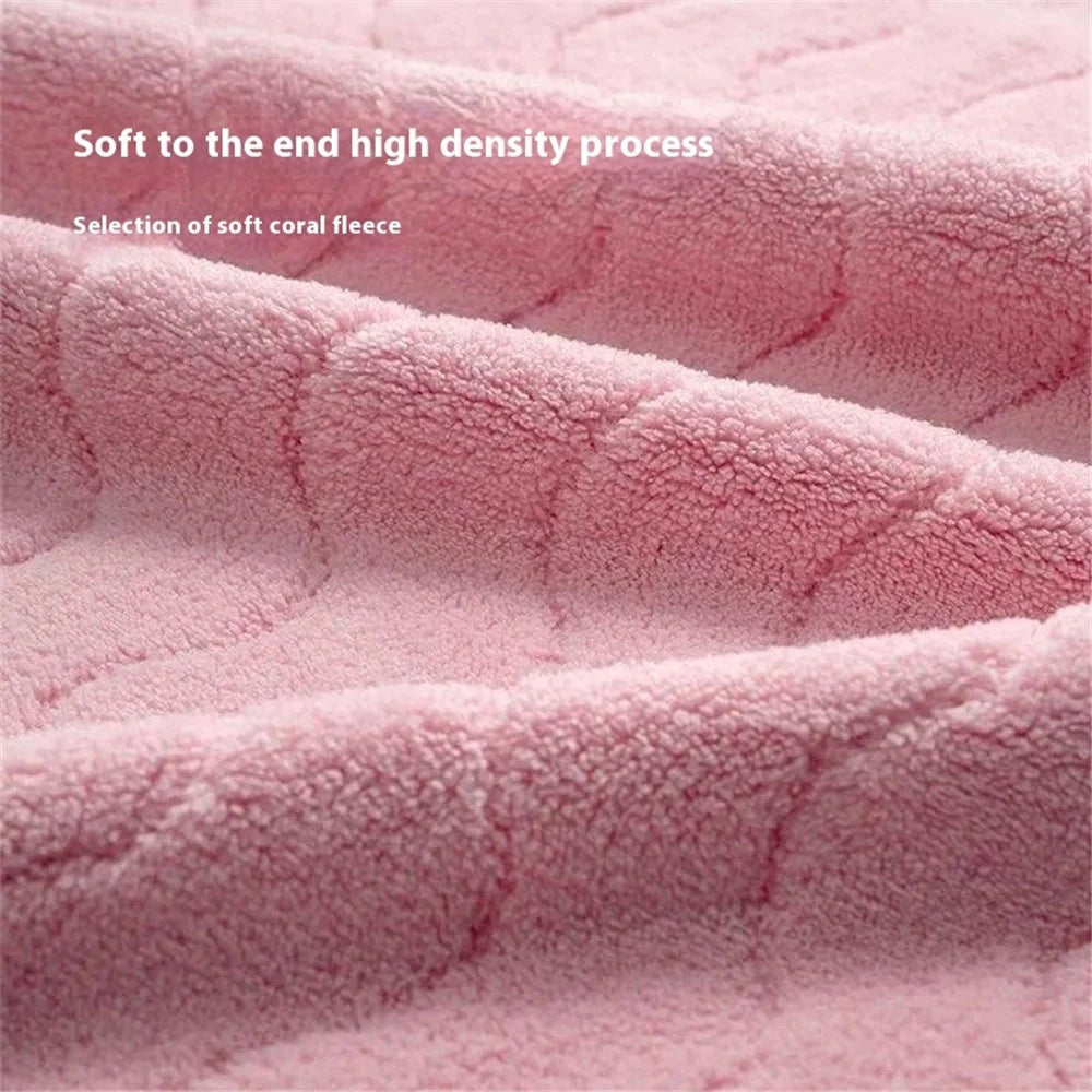 35x75cm Coral Fleece Towel Super Highly Absorbent Bath Towel Quick Dry Lint-Free Hand Towel - Pink - 3