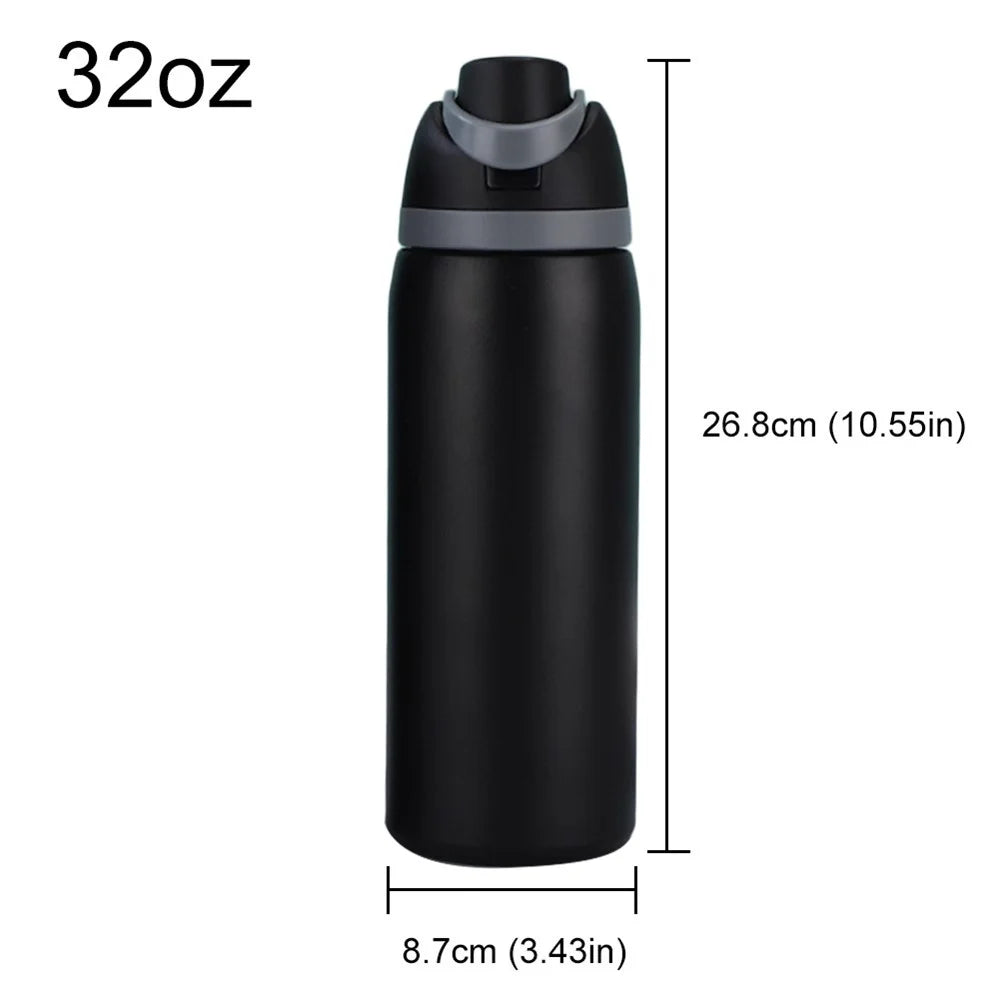 32oz 304 Stainless Steel Water Bottle Portable Thermal Insulation Drinking Cup (BPA-Free, No FDA Certified) - Black - 3