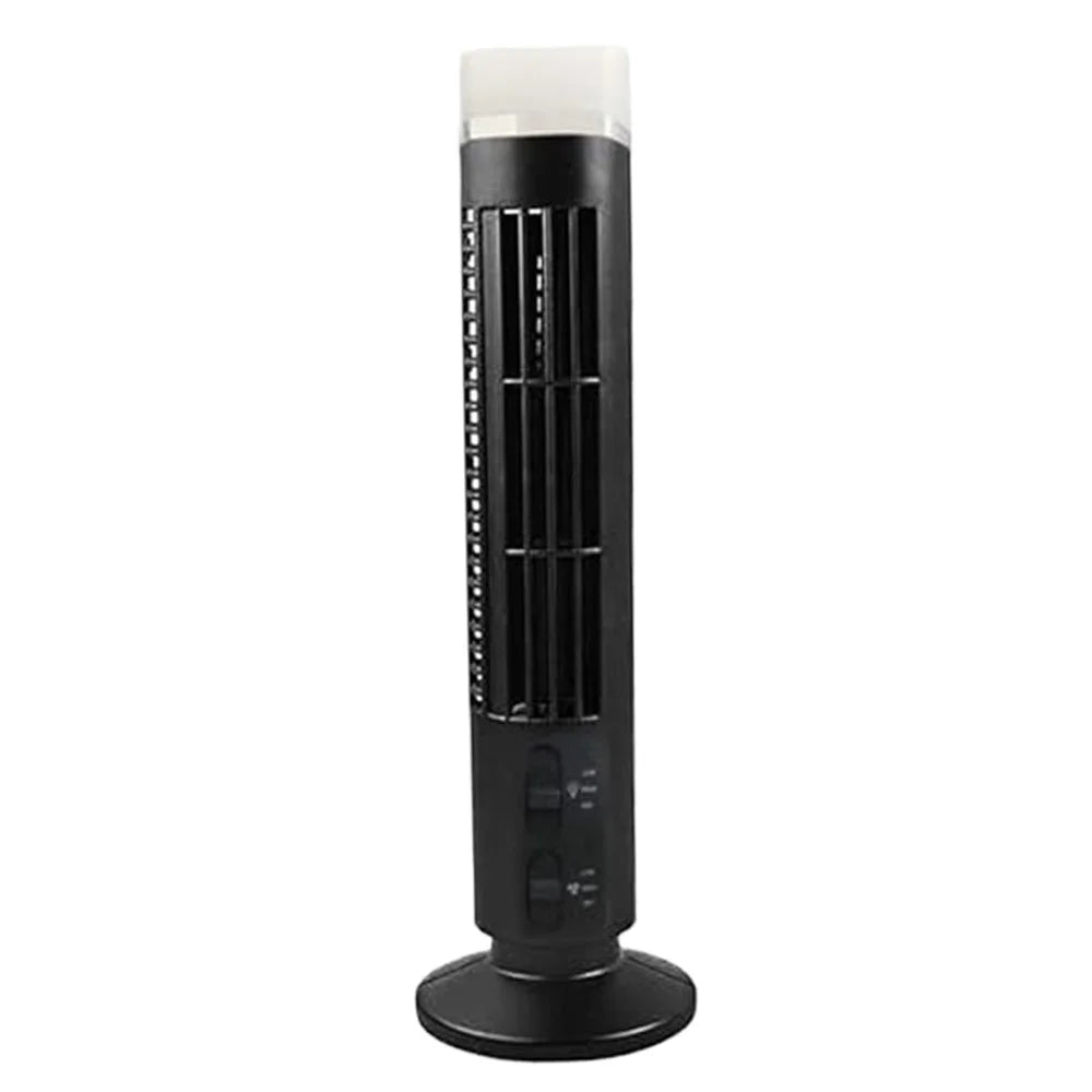 Tower Fan Desktop Rechargeable Bladeless Fan USB Mini Portable Night Light Handheld Cooling Fan - Black - 1