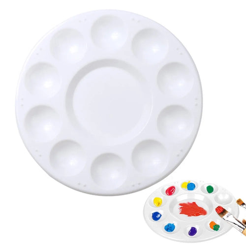 700063 10 Grids Round Painting Palette Artist Children Student Drawing Pigment Color Mixing Tray Palette - 1
