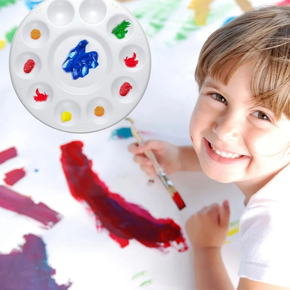700063 10 Grids Round Painting Palette Artist Children Student Drawing Pigment Color Mixing Tray Palette - 4