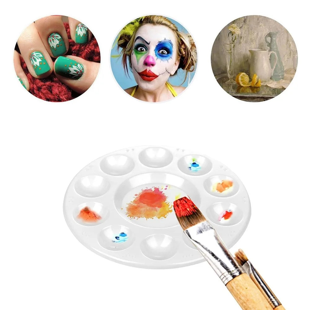 700063 10 Grids Round Painting Palette Artist Children Student Drawing Pigment Color Mixing Tray Palette - 5