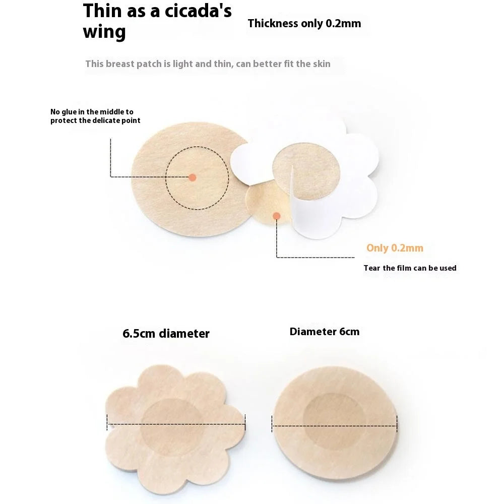 10Pcs Disposable Non-Woven Nipple Cover Women Summer Breathable Invisible Breast Covers - Flower Shape - 3