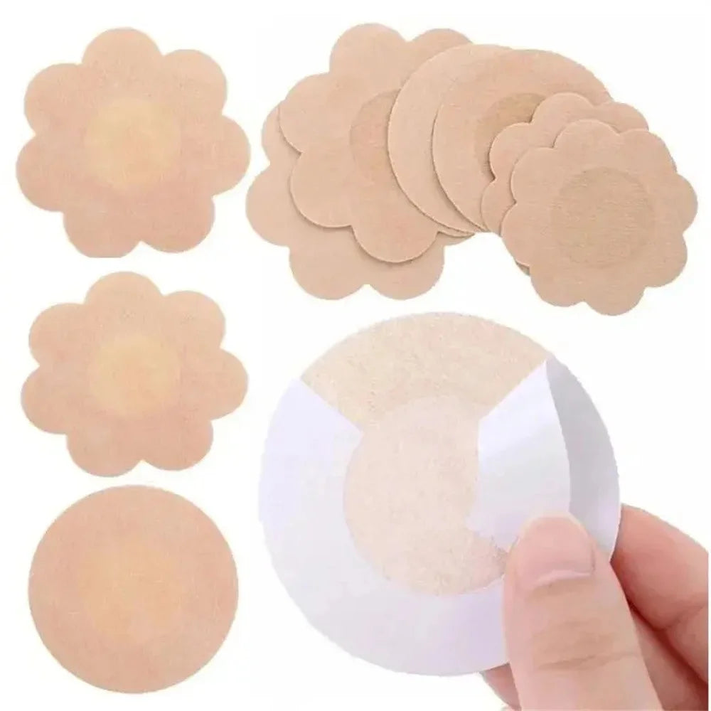 10Pcs Disposable Non-Woven Nipple Cover Women Summer Breathable Invisible Breast Covers - Flower Shape - 7