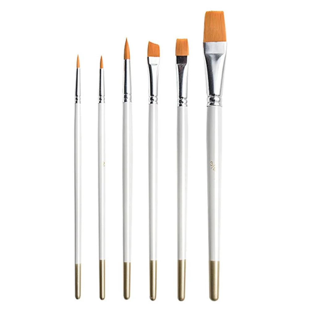 2103116 6Pcs/Set Wood Handle Paint Brushes Watercolor Gouache Acrylic Painting Nylon Hair Paintbrushes Kit - 1
