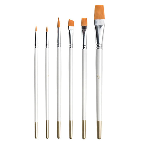 2103116 6Pcs/Set Wood Handle Paint Brushes Watercolor Gouache Acrylic Painting Nylon Hair Paintbrushes Kit - 1