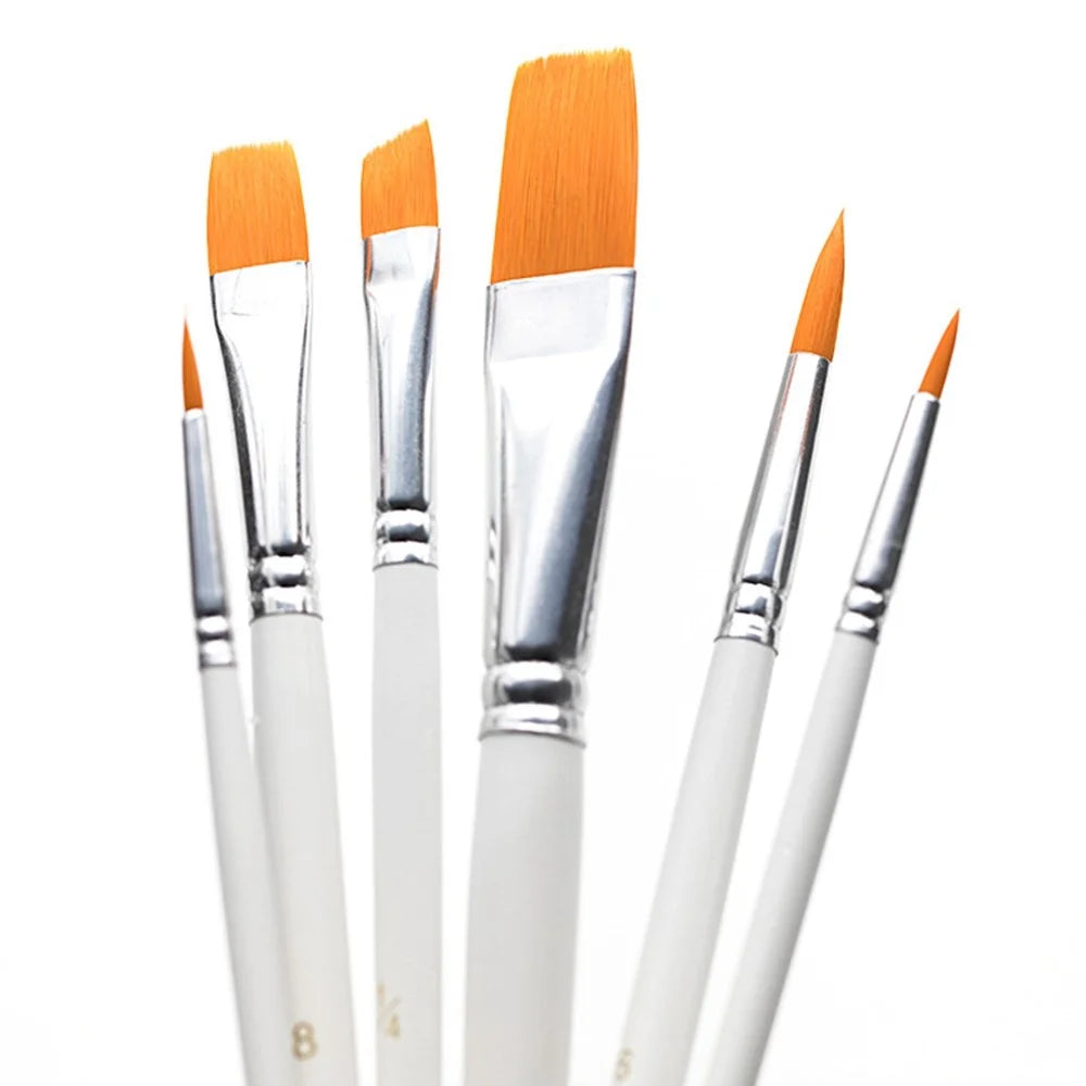 2103116 6Pcs/Set Wood Handle Paint Brushes Watercolor Gouache Acrylic Painting Nylon Hair Paintbrushes Kit - 2