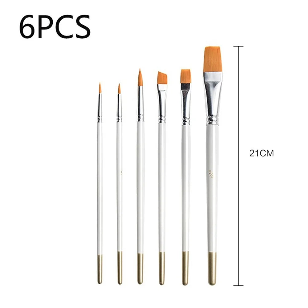 2103116 6Pcs/Set Wood Handle Paint Brushes Watercolor Gouache Acrylic Painting Nylon Hair Paintbrushes Kit - 4