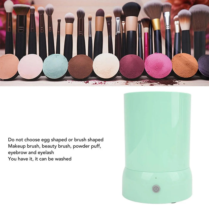 Electric Makeup Brush Cleaner Rechargeable Automatic Cosmetics Brushes Sponges Washing Cleaning Tool - Green - 3