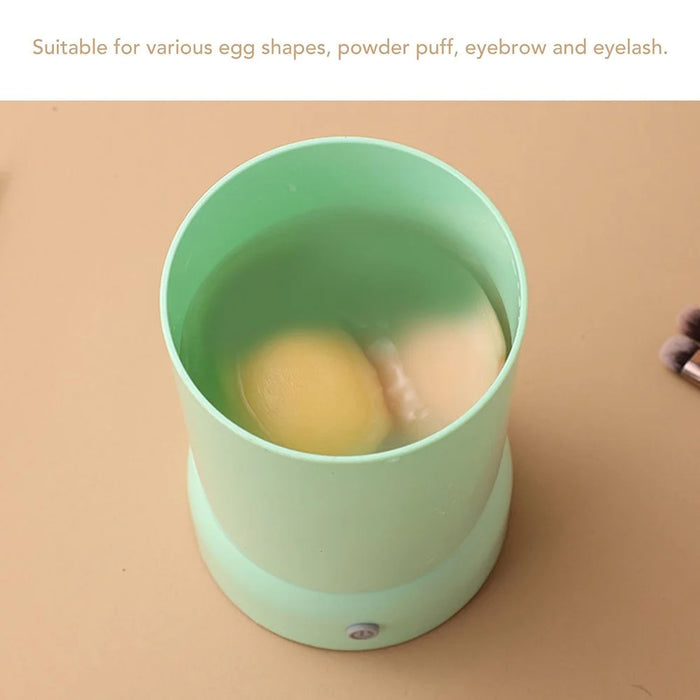 Electric Makeup Brush Cleaner Rechargeable Automatic Cosmetics Brushes Sponges Washing Cleaning Tool - Green - 4