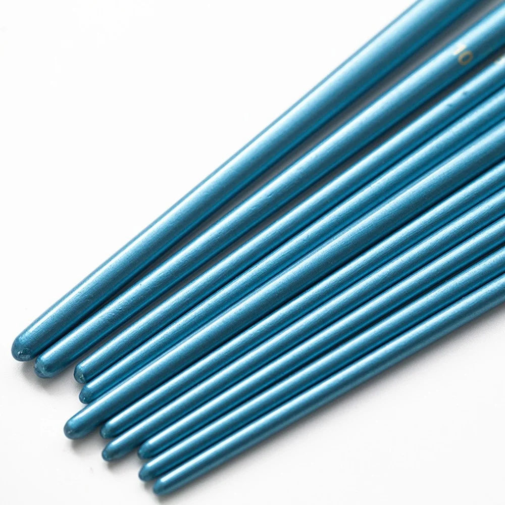 20101510 10Pcs/Set Wood Handle Paint Brushes Acrylic Oil Watercolor Painting Artist Nylon Hair Brushes Kit - Blue - 3
