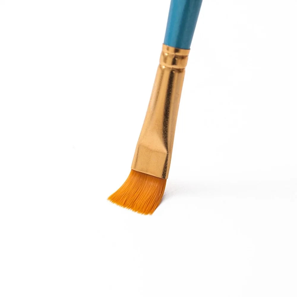 20101510 10Pcs/Set Wood Handle Paint Brushes Acrylic Oil Watercolor Painting Artist Nylon Hair Brushes Kit - Blue - 5