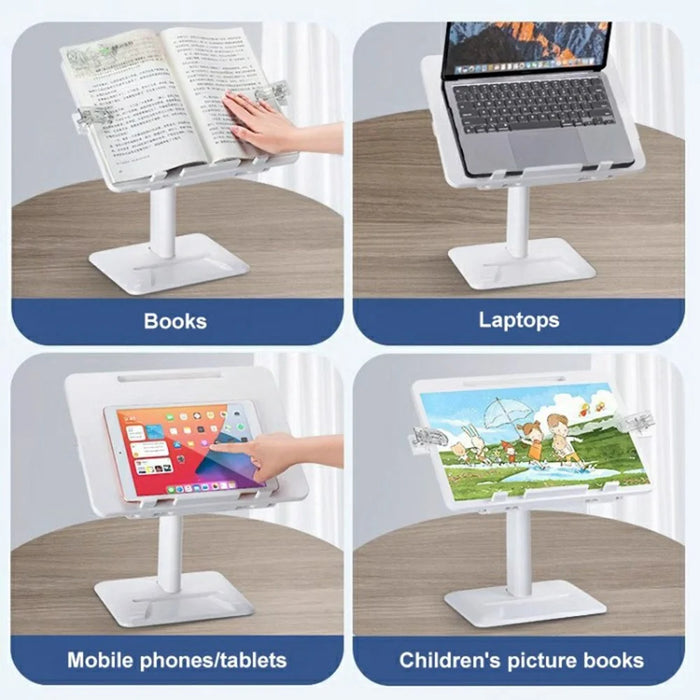 Upgraded Children Reading Book Holder Stand Telescopic Adjustable Angle Desktop Floor ABS Reading Rack - Blue - 6