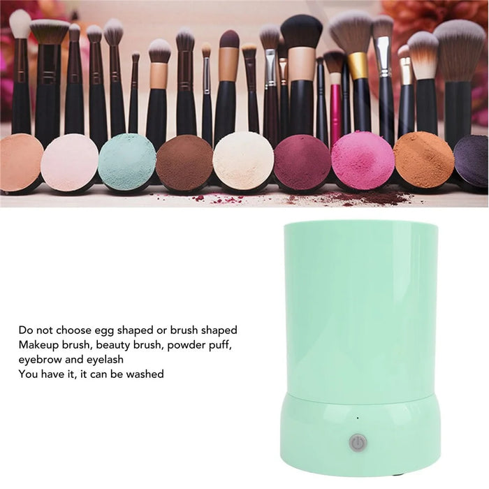 Electric Makeup Brush Cleaner Automatic Cosmetics Brushes Sponges Washing Machine, USB Cable Powered - Green - 2