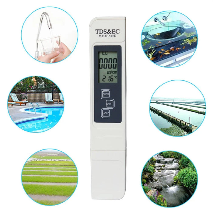 3-in-1 Digital LCD TDS EC Meter Pen Water Quality Detector Temperature Tester - White - 2