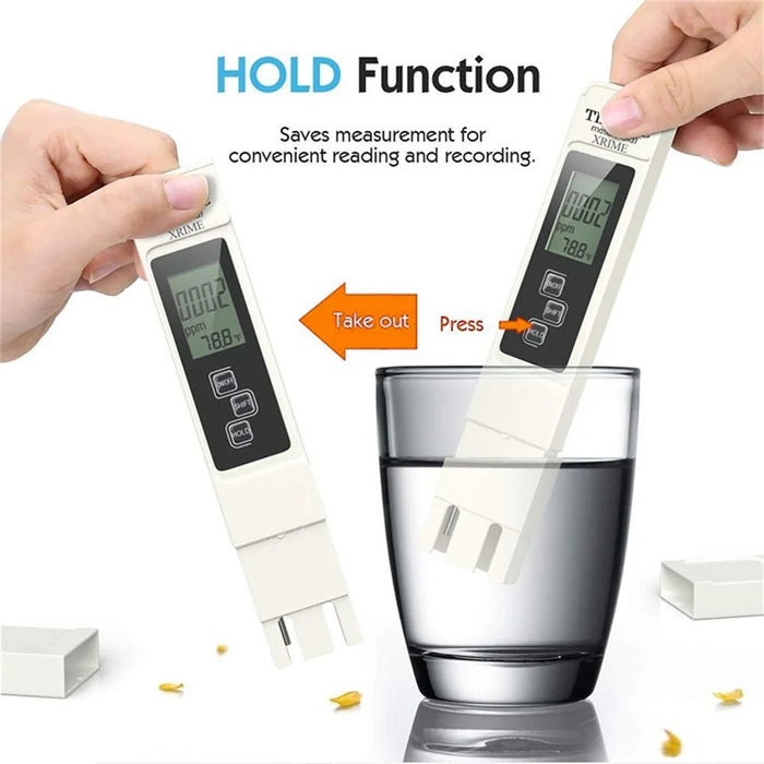 3-in-1 Digital LCD TDS EC Meter Pen Water Quality Detector Temperature Tester - White - 7