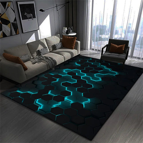 140x200cm Living Room Bedside Rug Geometry Pattern Velvet Non-Slip Floor Mat - voe+2 - 1