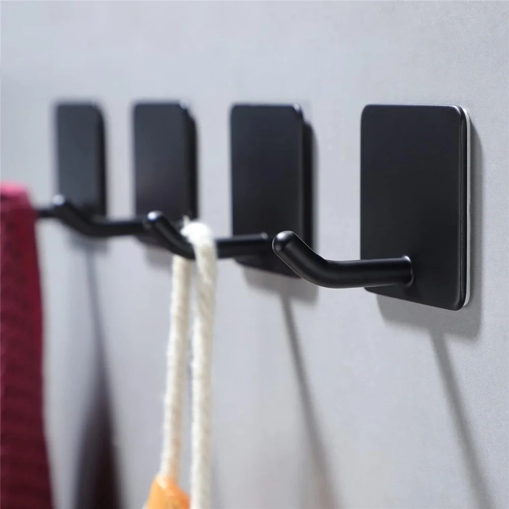 4Pcs Punch-Free Wall Mount Hook 304 Stainless Steel Kitchen Bathroom Home Hanging Hook - Silver - 5