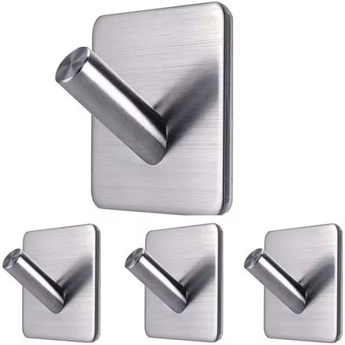 4Pcs Punch-Free Wall Mount Hook 304 Stainless Steel Kitchen Bathroom Home Hat Clothes Hanging Hook - Silver - 1
