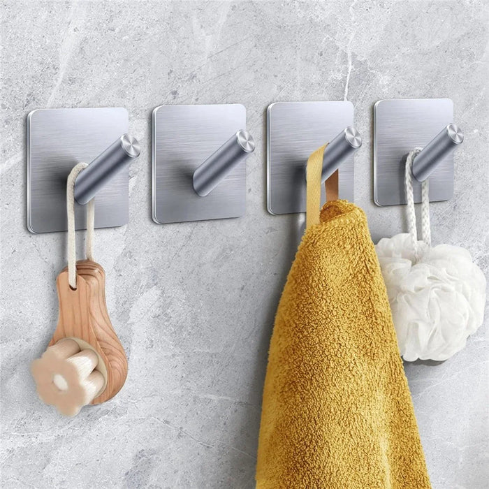 4Pcs Punch-Free Wall Mount Hook 304 Stainless Steel Kitchen Bathroom Home Hat Clothes Hanging Hook - Silver - 5