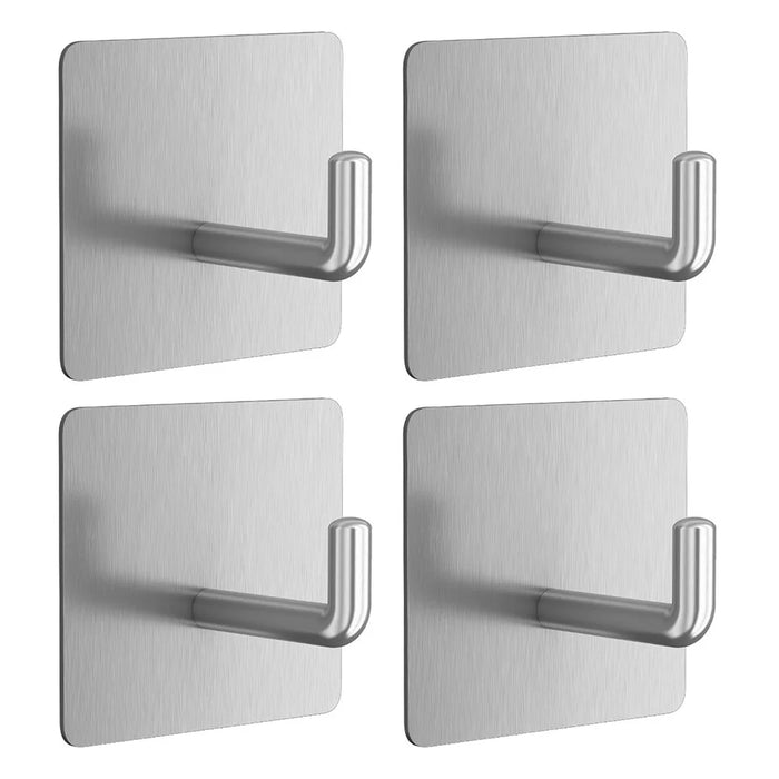 4Pcs Wall Mount Hook 304 Stainless Steel Hanging Hooks for Kitchen Bathroom Bedroom - Silver - 1