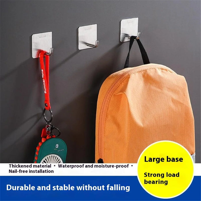 4Pcs Wall Mount Hook 304 Stainless Steel Hanging Hooks for Kitchen Bathroom Bedroom - Silver - 5